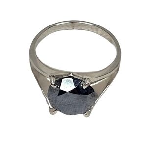 Vintage Sterling Silver & Hematite Cocktail Ring | Size 4 | Signed & Stamped
